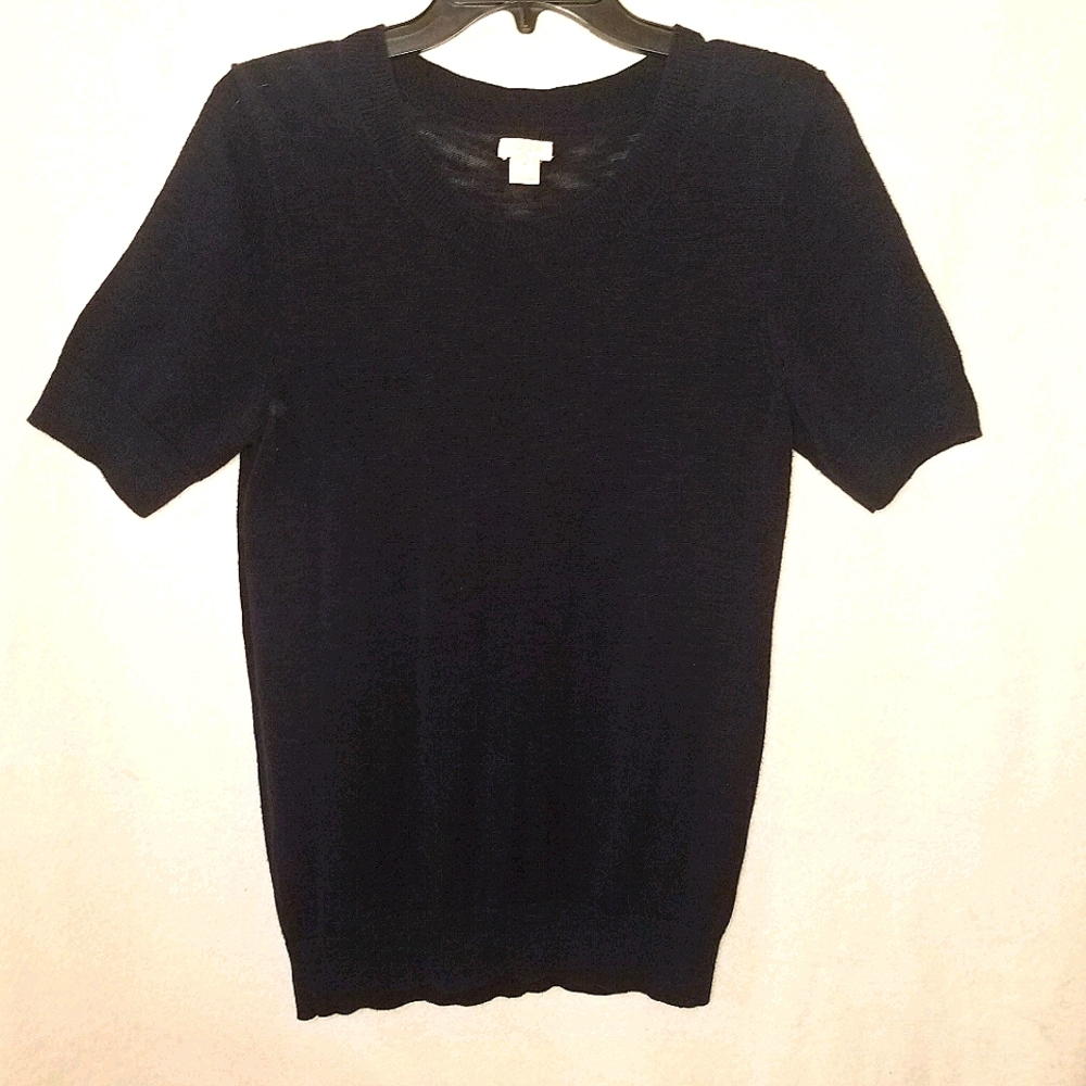 J. Crew Med Navy Blue Short Sleeve Sweater Top